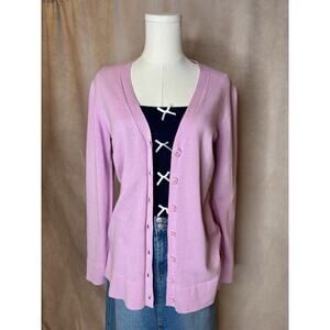 Chadwicks of Boston Pink Cotton Cardigan Small Tall Button Front